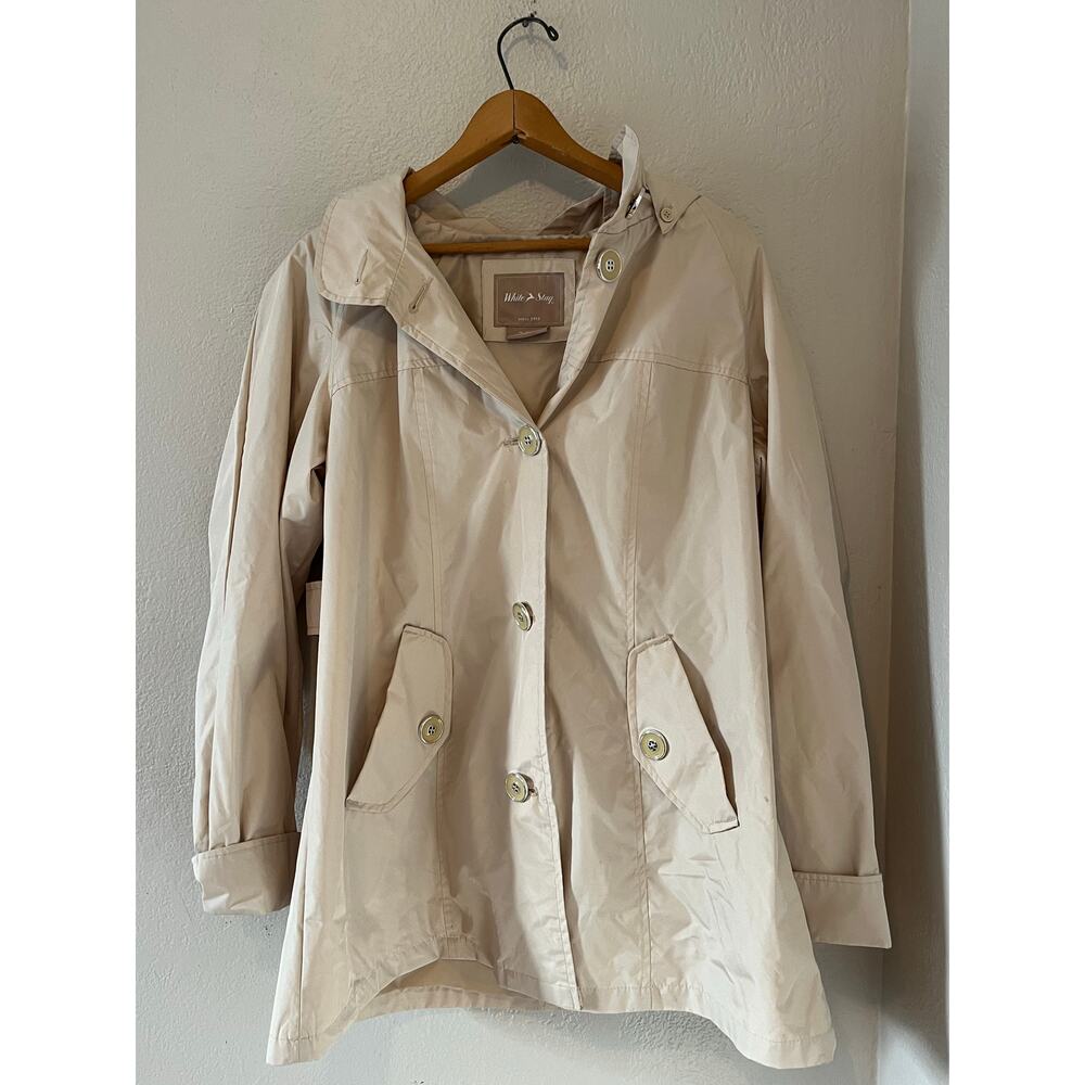 Women's White Stag Khaki Cream Spring Hooded Pockets Raincoat Jacket Size 1X/16W